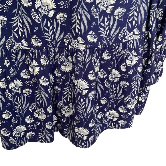 NWT Universal Thread Blue Floral 3/4 Puff Sleeve Peplum Boho Style Top Size L - Picture 6 of 14